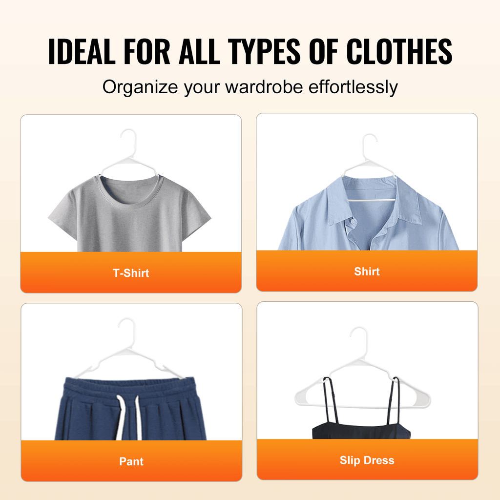 Ultra-Thin 50-Pack Plastic Hangers with Non-Slip Grooves and Triangle Support