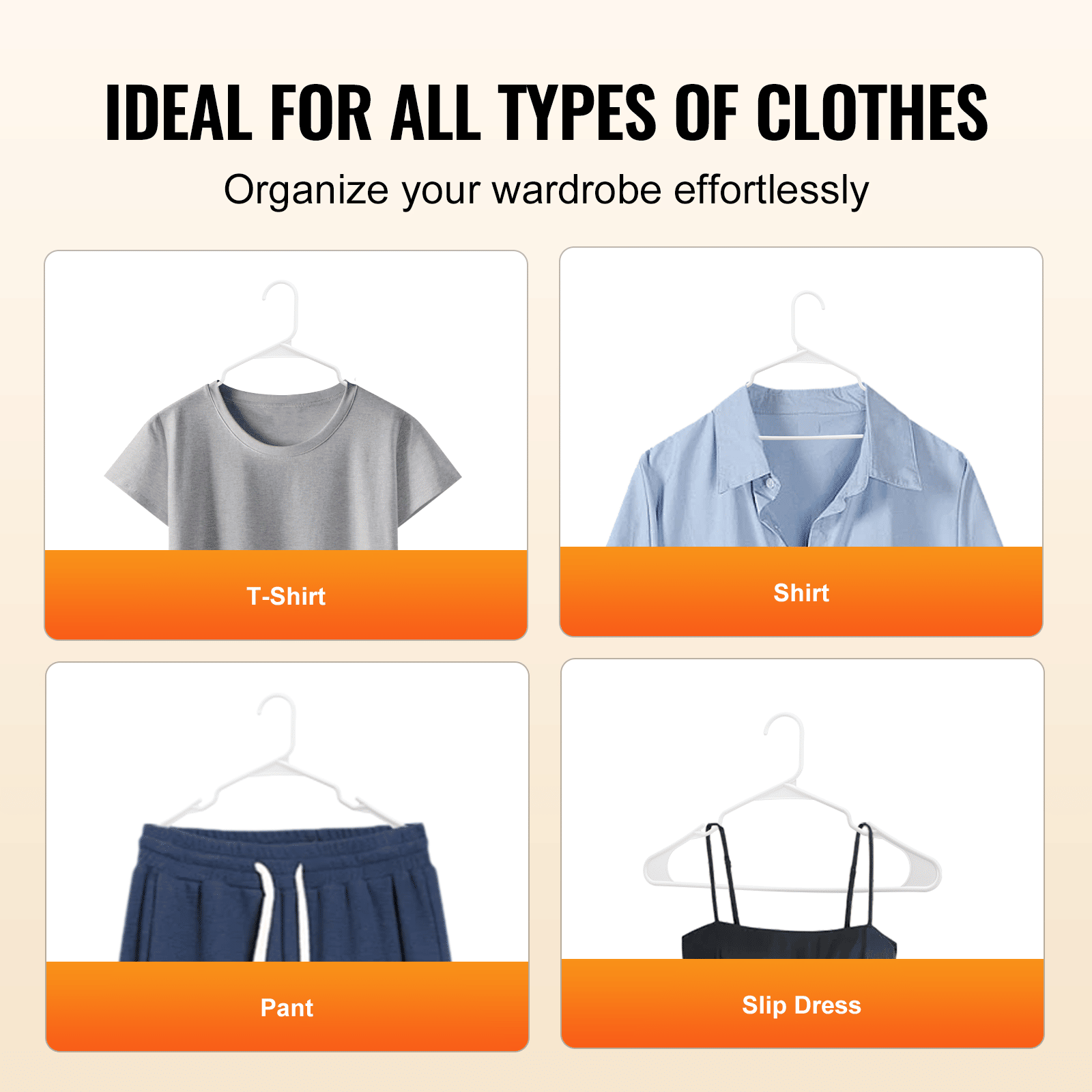 Ultra-Thin 50-Pack Plastic Hangers with Non-Slip Grooves and Triangle Support