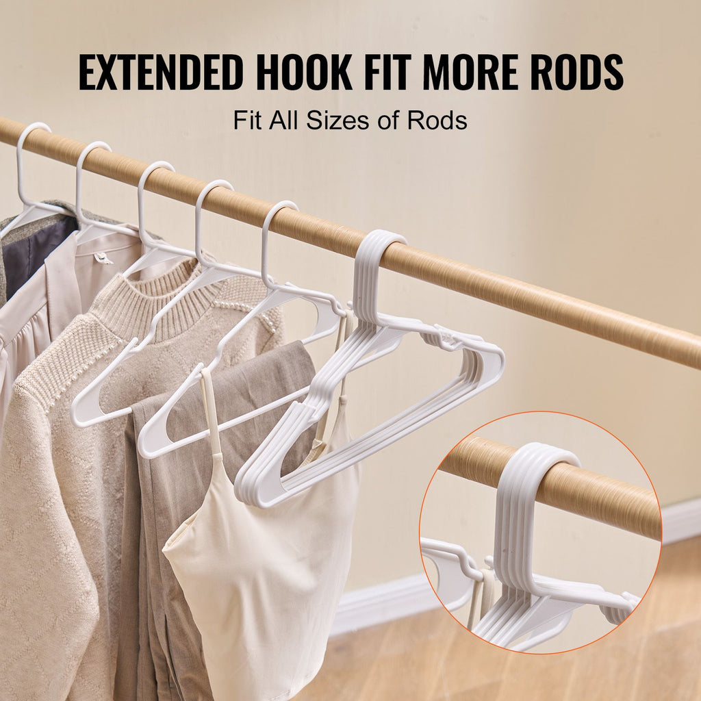 Ultra-Thin 50-Pack Plastic Hangers with Non-Slip Grooves and Triangle Support