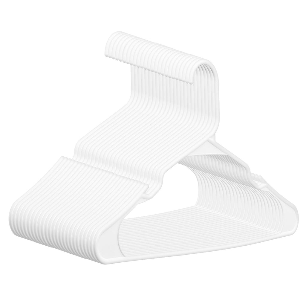 Ultra-Thin 50-Pack Plastic Hangers with Non-Slip Grooves and Triangle Support
