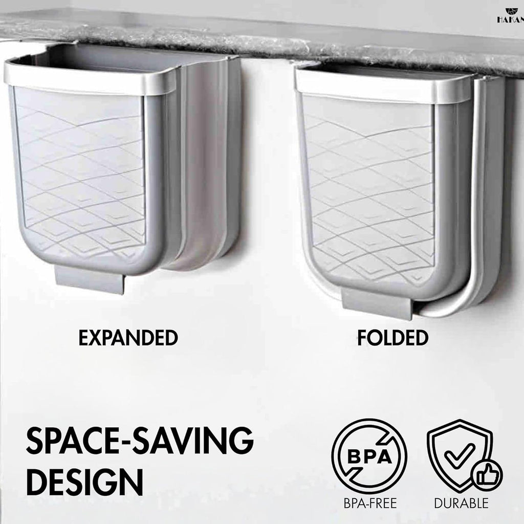 Collapsible Cabinet-Door Trash Can for the Kitchen