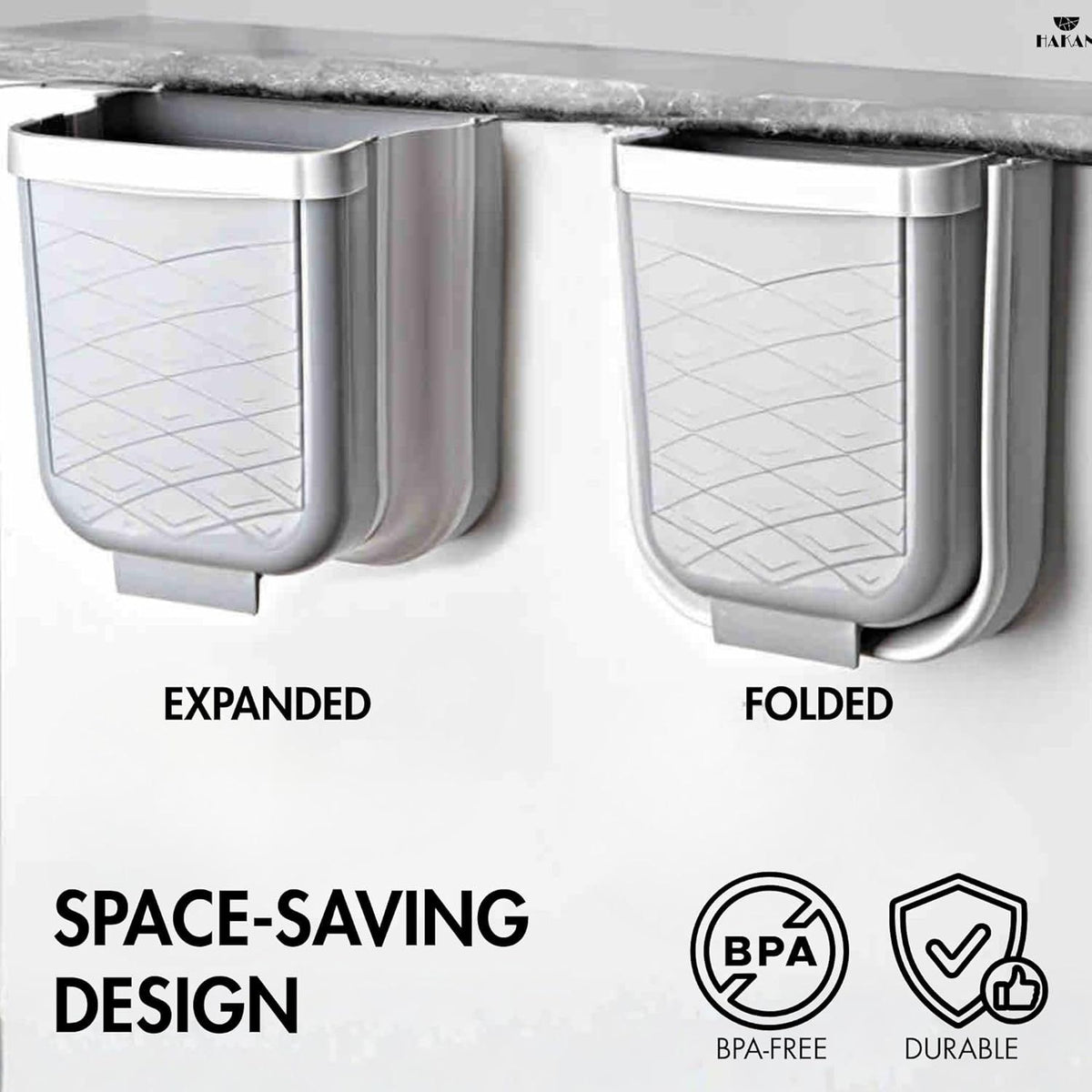 Collapsible Cabinet-Door Trash Can for the Kitchen