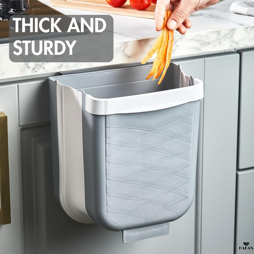 Collapsible Cabinet-Door Trash Can for the Kitchen