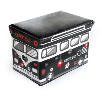Foldable Faux Leather Storage Ottoman with Seat and Hidden Organization