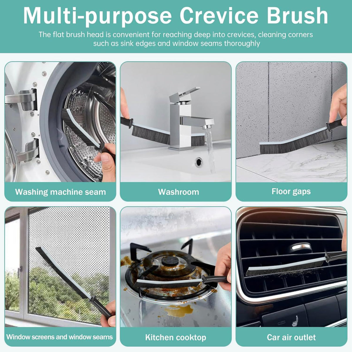 Hard-Bristled Grout Brush Set for Bathroom Kitchen Tiles Window Door Slots
