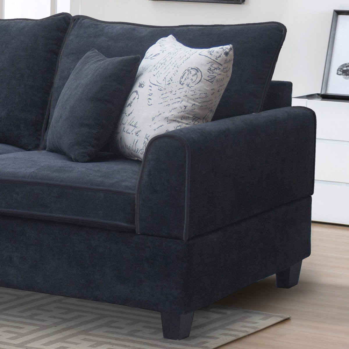Harmony Black Sectional with Left-Facing Chaise and Storage Ottoman