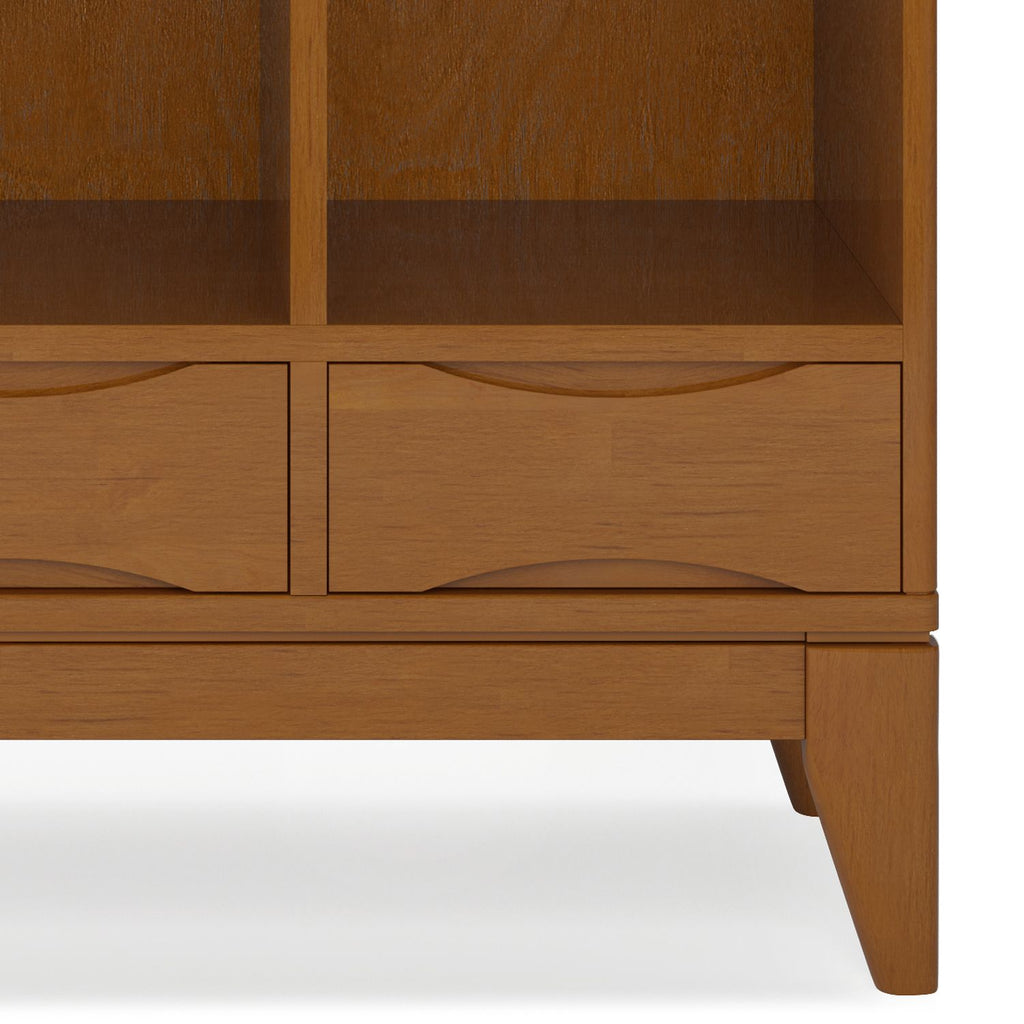 Teak Brown Solid Wood Cube Storage Unit with Drawers - 9 Open Compartments