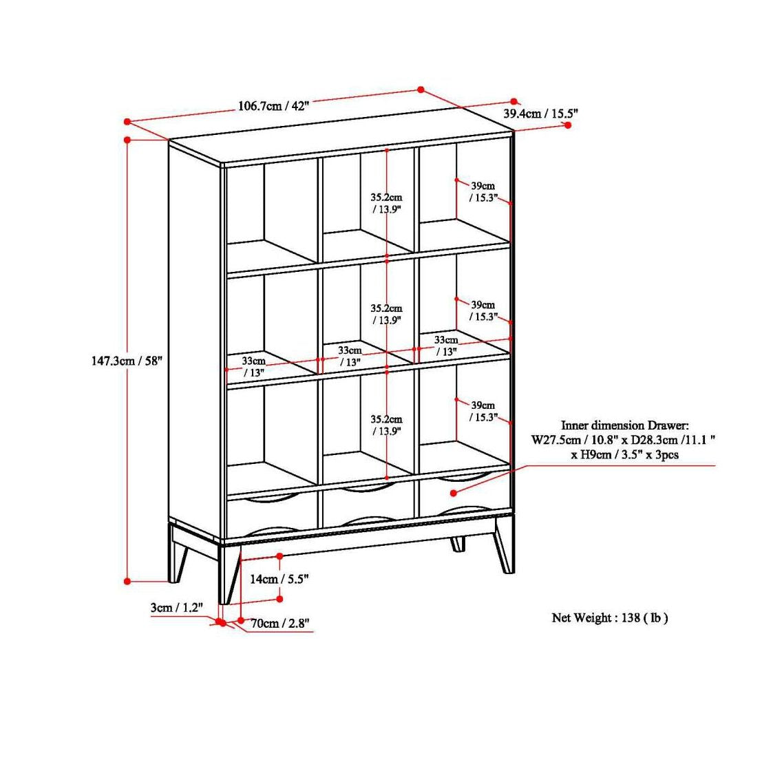Harper Cube Storage Unit with Drawers and Display Shelves