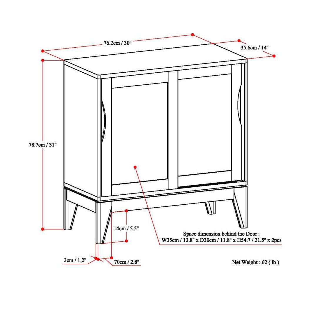 Mid-Century Low Storage Cabinet with Sliding Doors