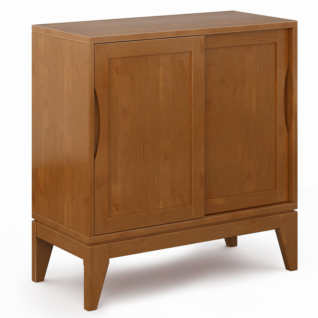 Mid-Century Low Storage Cabinet with Sliding Doors