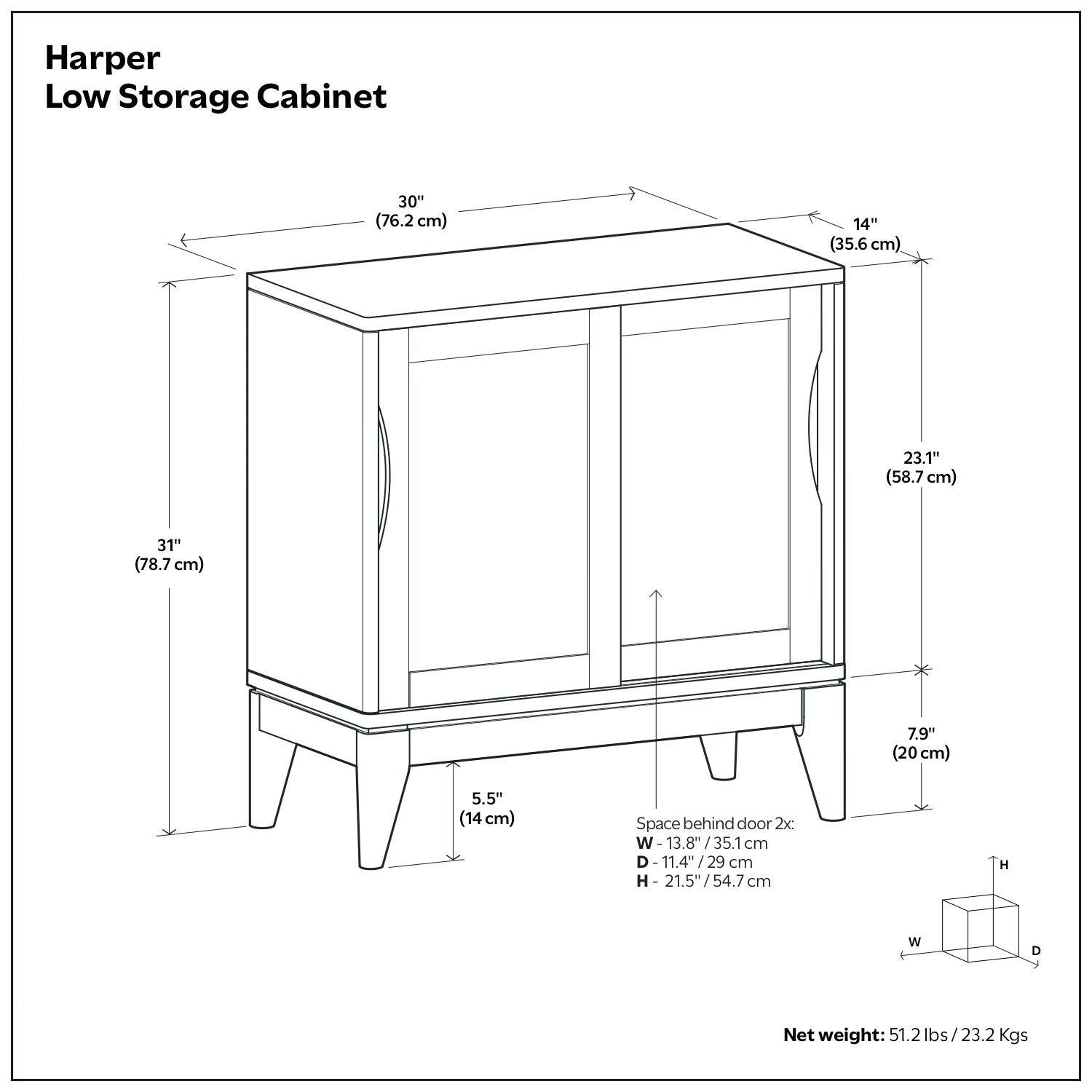 Mid-Century Low Storage Cabinet with Sliding Doors
