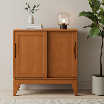 Mid-Century Low Storage Cabinet with Sliding Doors