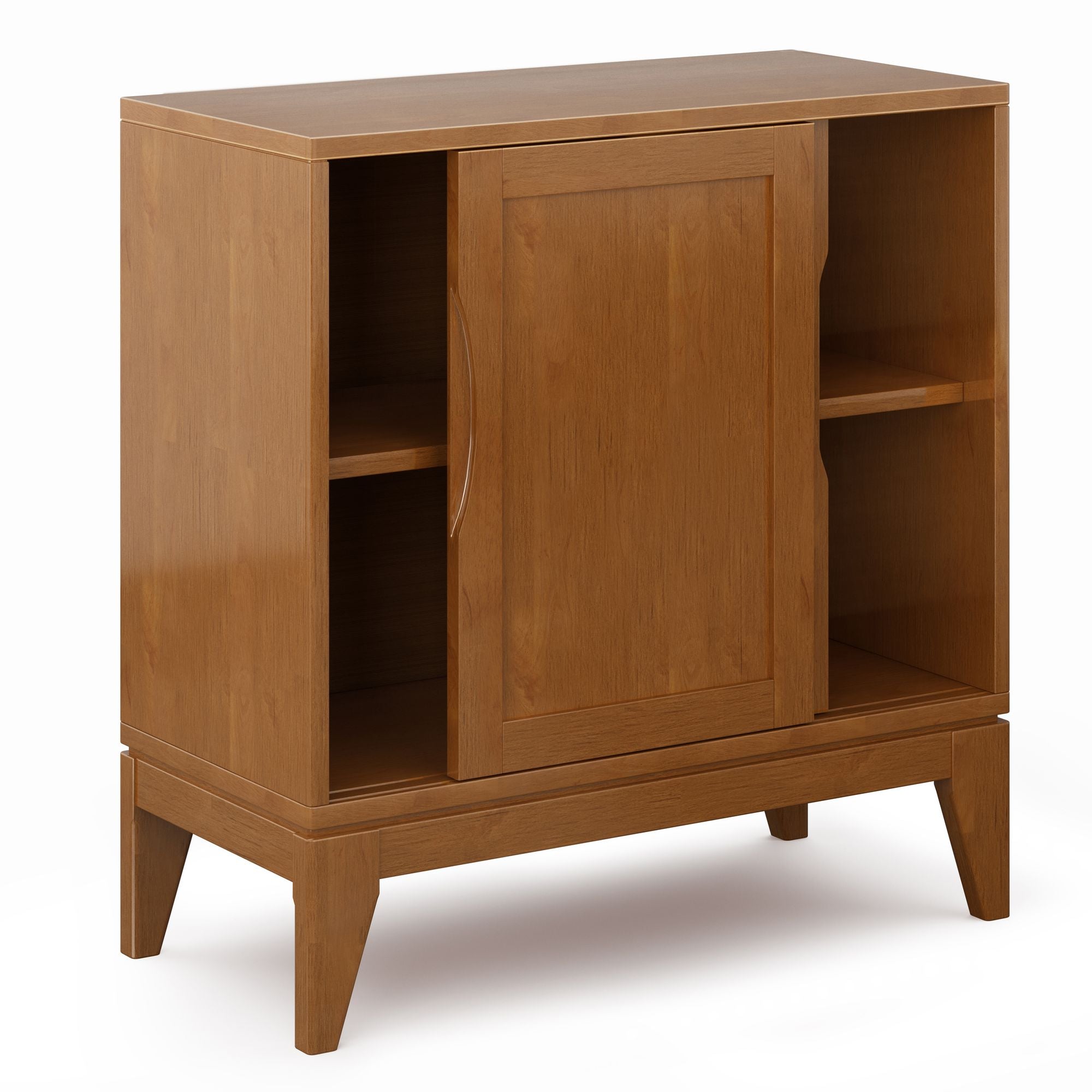 Mid-Century Low Storage Cabinet with Sliding Doors