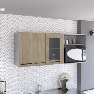 Hasselt Double Door Glass Wall Cabinet - Light Pine
