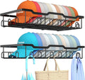 Wall-Mounted Hat Rack Set Displays a Baseball Cap Collection