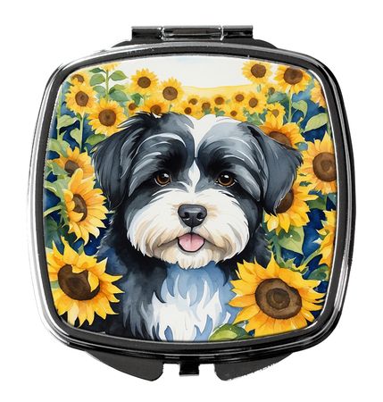 Havanese in Sunflowers Folding Compact Mirror