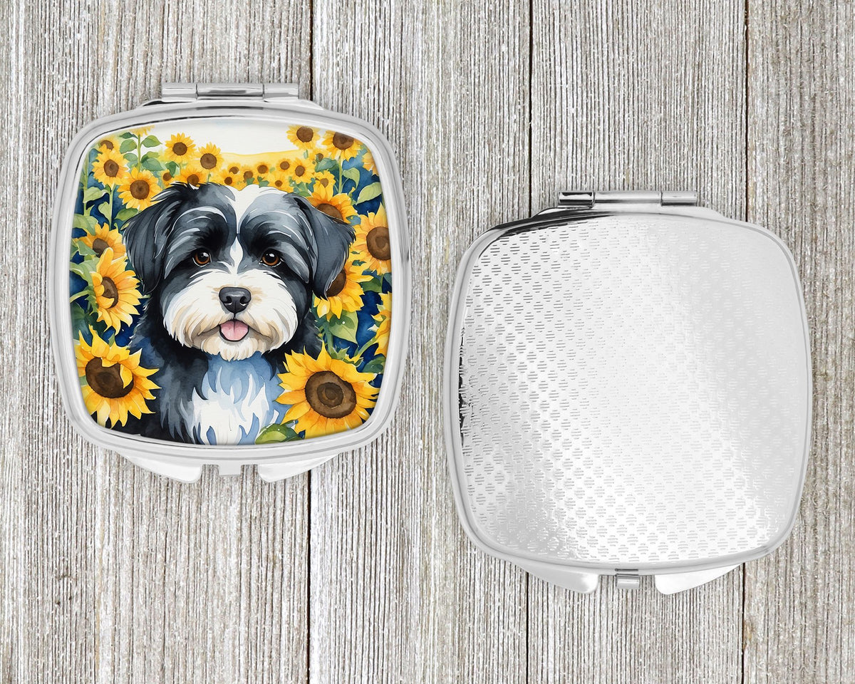 Havanese in Sunflowers Folding Compact Mirror
