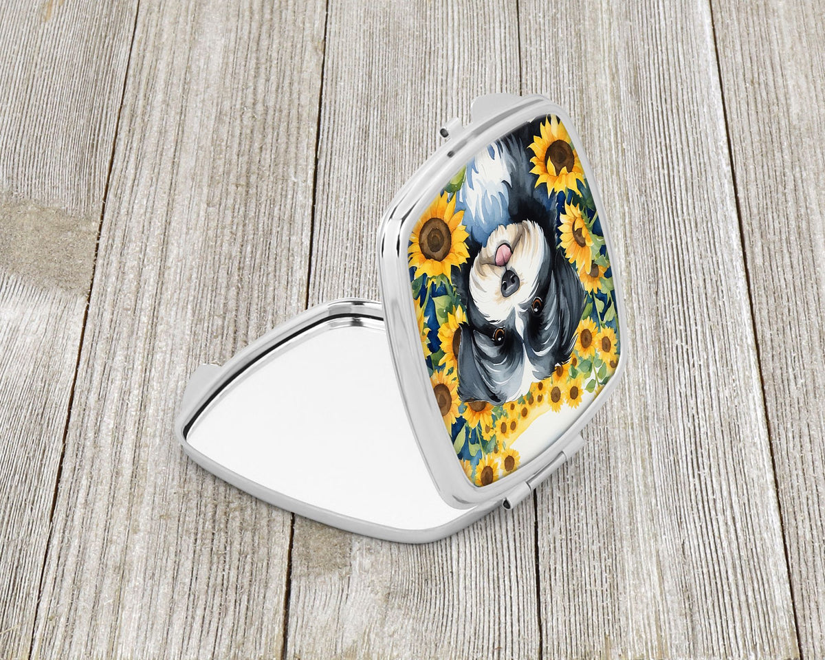 Havanese in Sunflowers Folding Compact Mirror