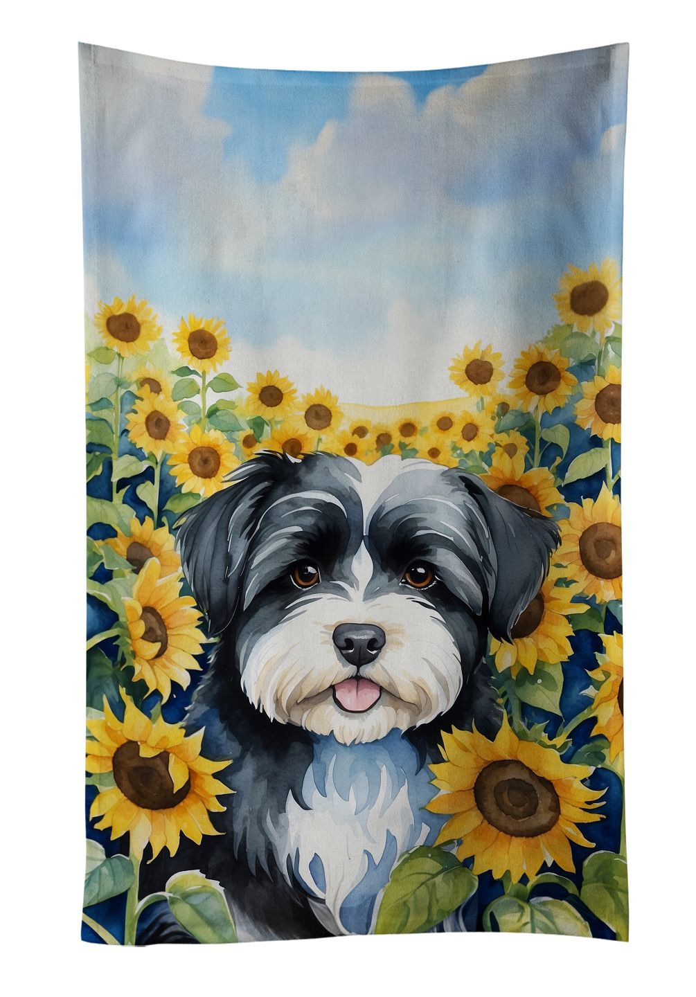 Havanese in Sunflowers Two-Sided Kitchen Towel
