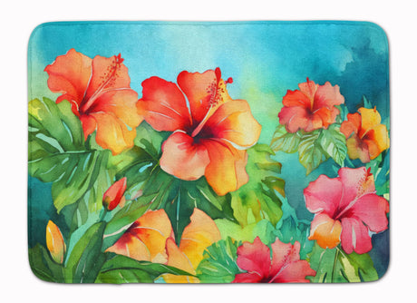 Hawaiian Hibiscus Watercolor Comfort Mat for Kitchen or Bath