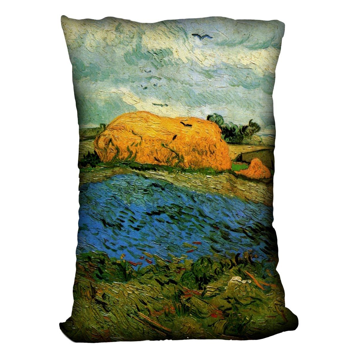 Van Gogh Haystacks Under a Rainy Sky Cushion