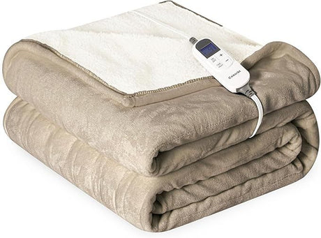 Reversible Light Brown Electric Throw Blanket
