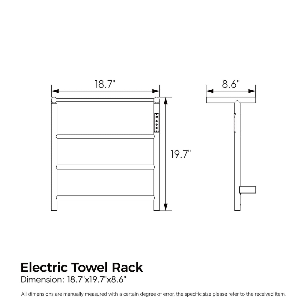 Heated Towel Rack with Top Shelf – Smart Touchscreen Control, 304 Stainless Steel