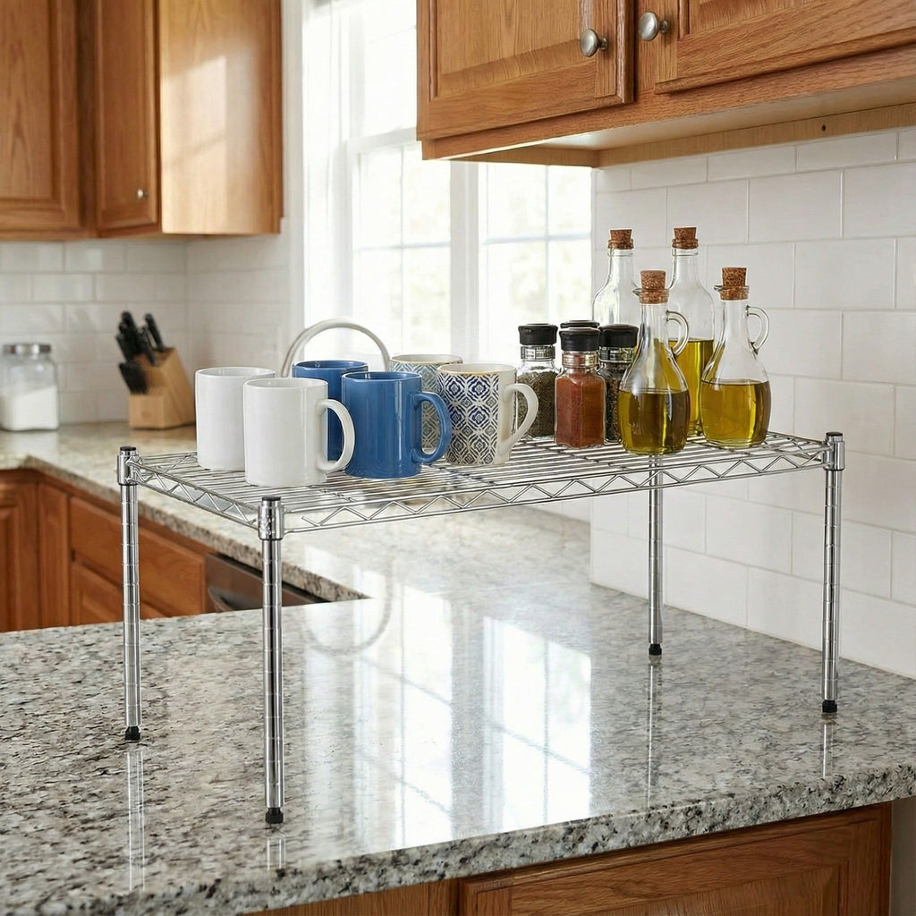 Sleek Wire Mesh 1-Tier Shelving for Modern Kitchens