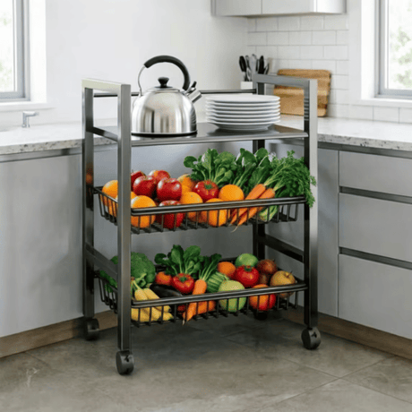 Slim 3-Tier Rolling Storage Cart