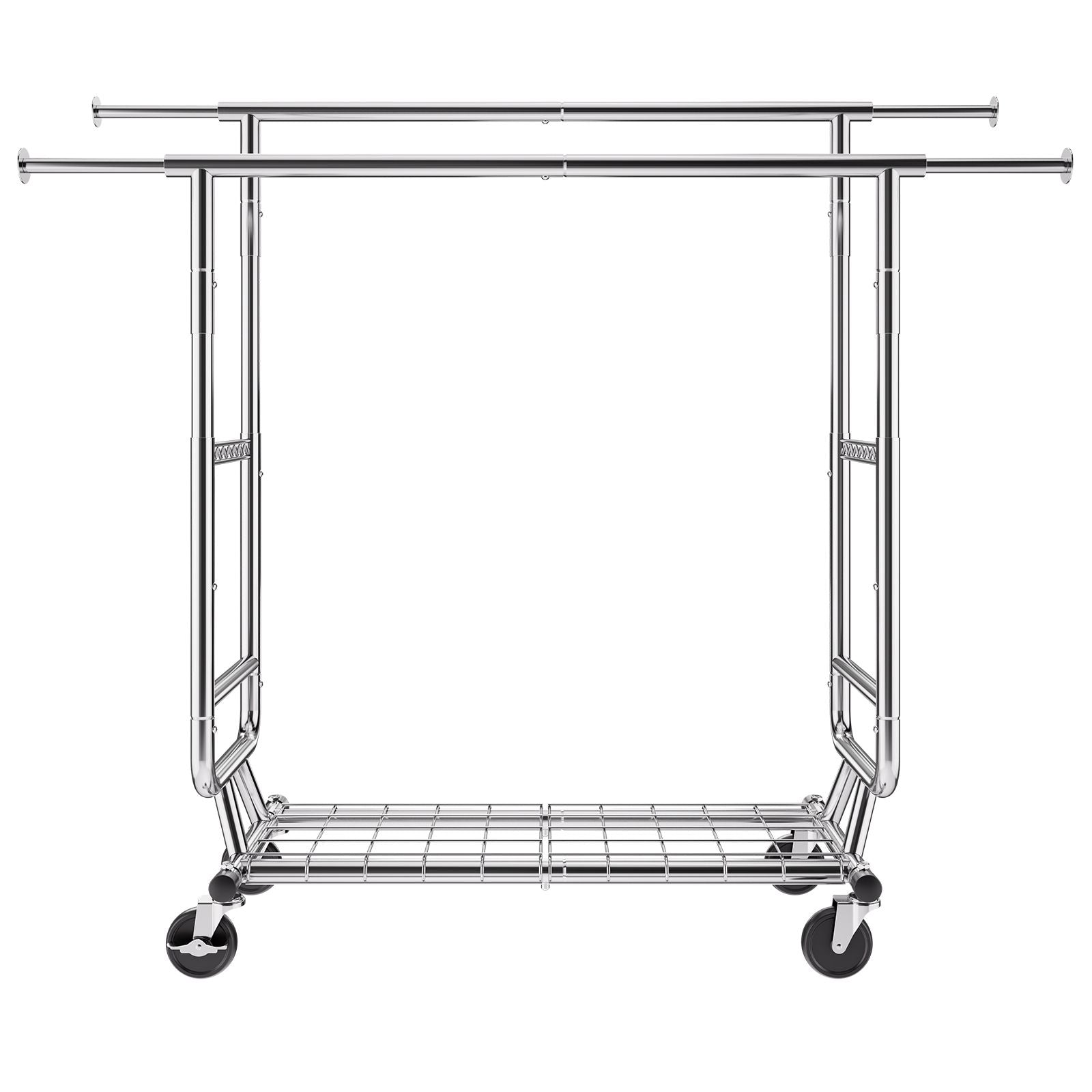 Double Hanging Rod Clothes Rack with Adjustable & Extendable Design, Easy Mobility, and Extra Storage