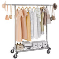 Double Hanging Rod Clothes Rack with Adjustable & Extendable Design, Easy Mobility, and Extra Storage