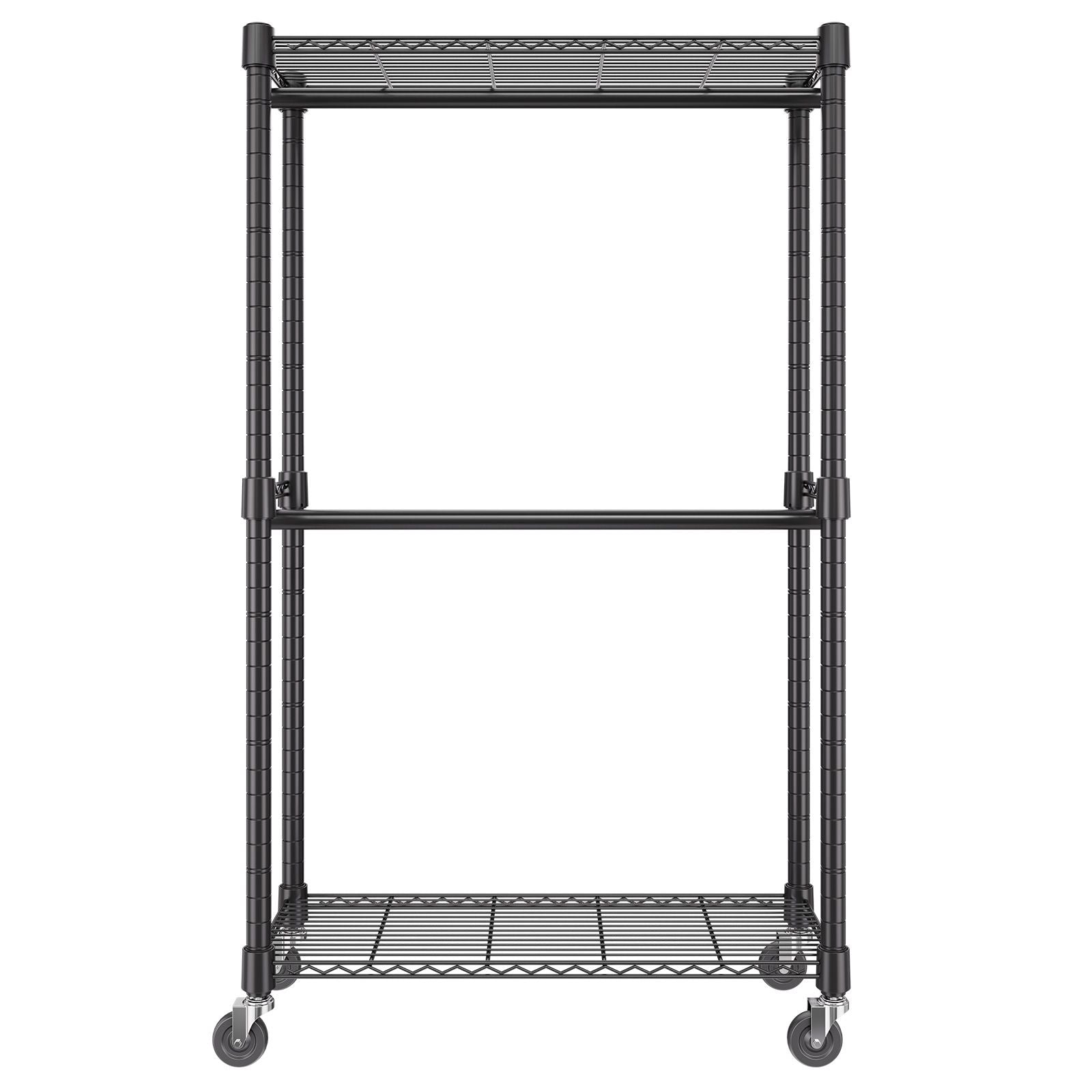 Double Hanging Rod Clothing Rack on Wheels with Storage Shelves