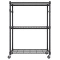practical Rolling Clothes Rack with Adjustable Shelf, 2 Rods & 3 Tiers