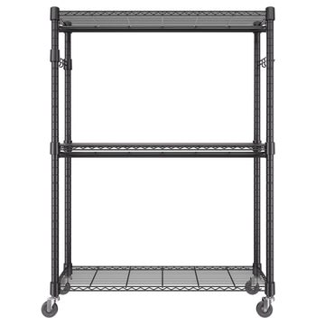 practical Rolling Clothes Rack with Adjustable Shelf, 2 Rods & 3 Tiers