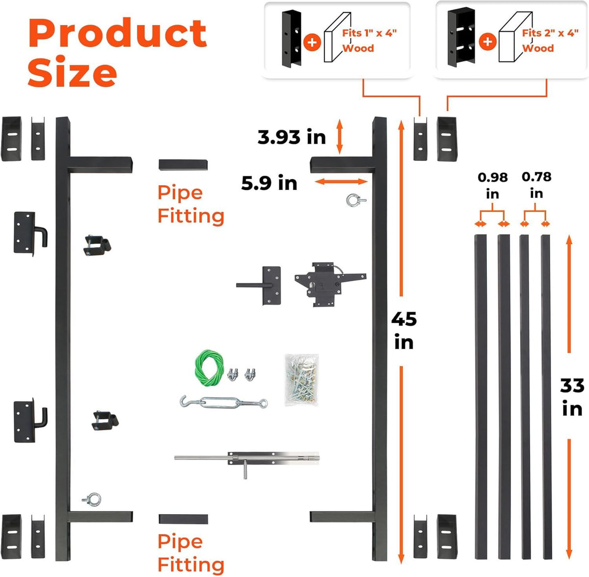 Adjustable DIY Fence Gate Kit for Custom Outdoor Projects