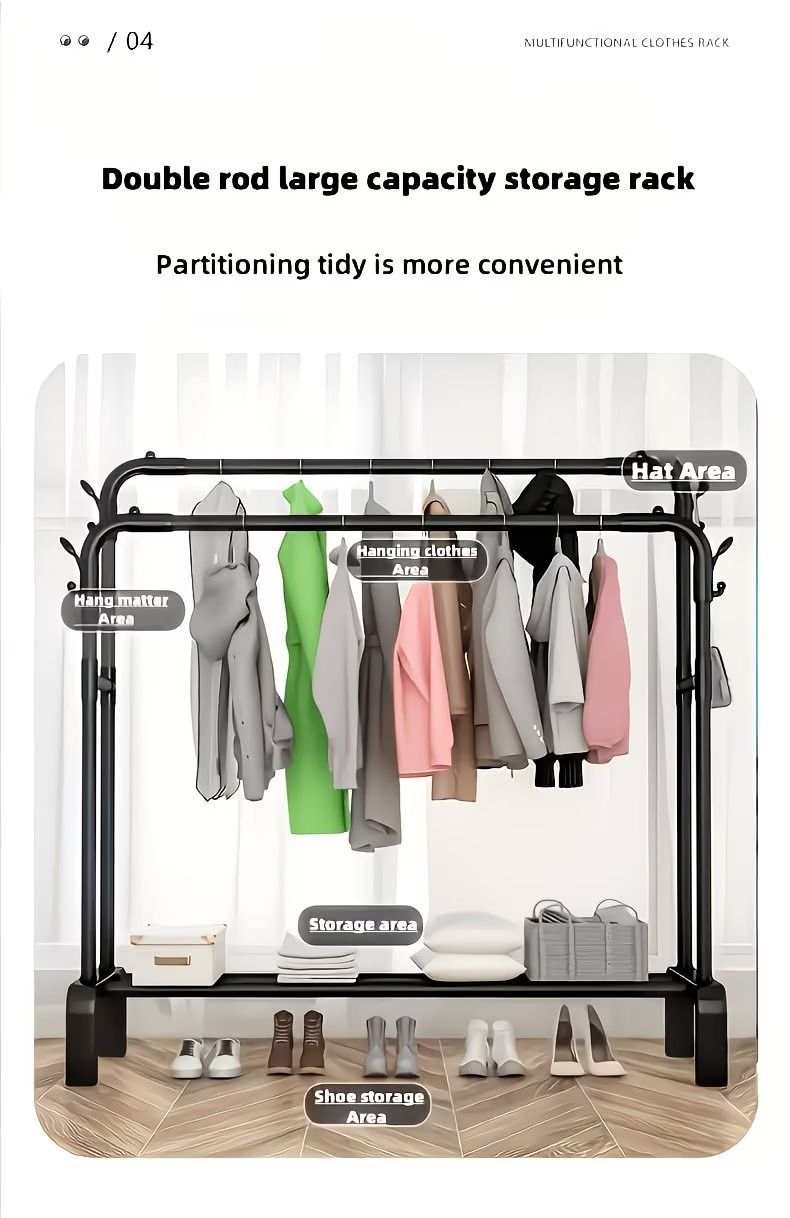 Double-Rod Freestanding Garment Rack