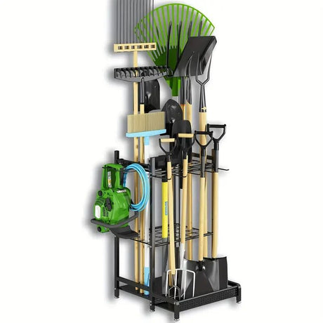 Freestanding Garden Tool Rack Keeps Long-Handled Tools Within Reach