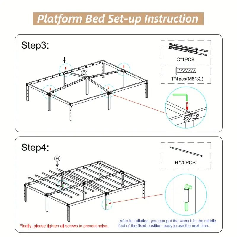 practical Metal Platform Bed Frame with Under-Bed Storage, No Box Spring Needed