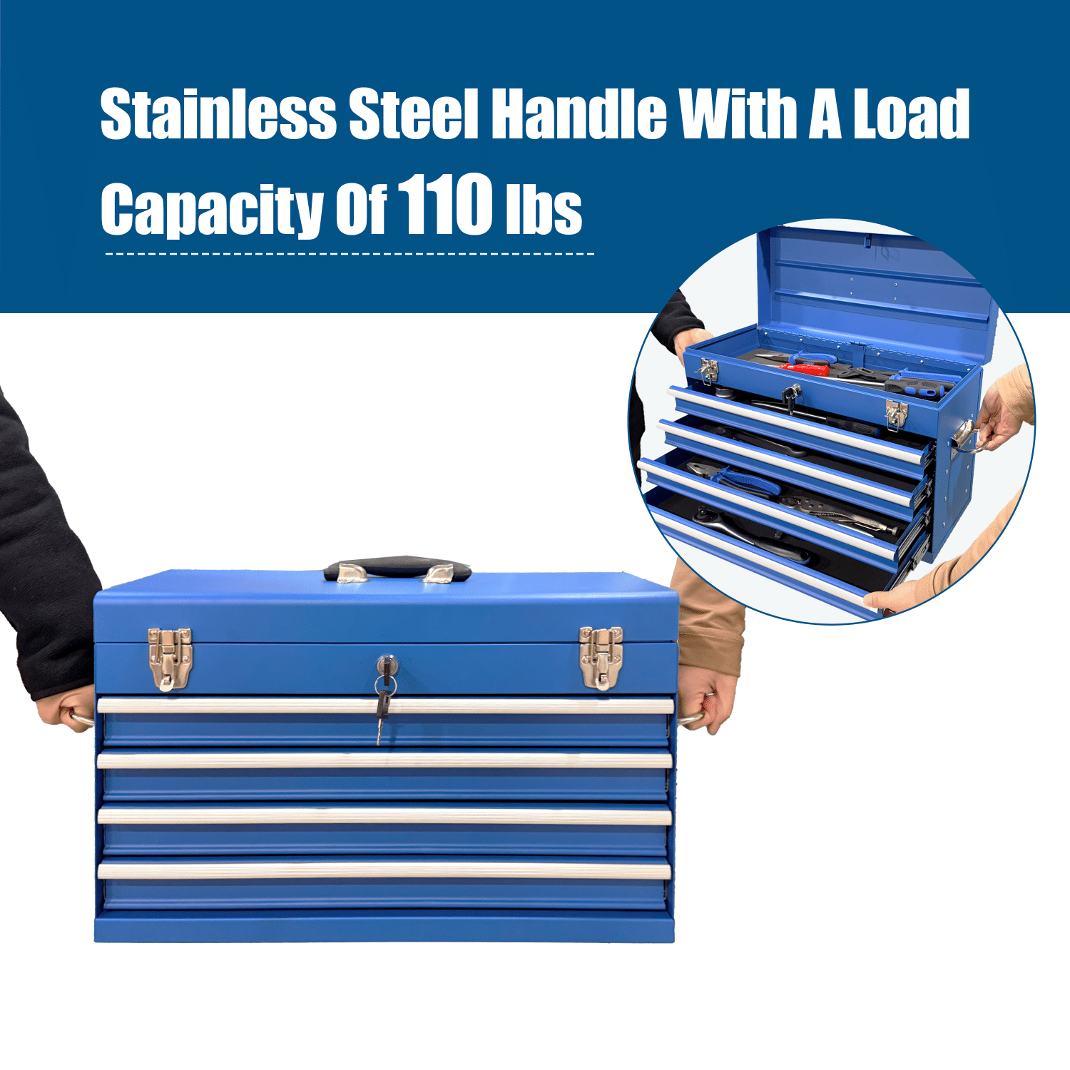 Portable Tool Box with Multiple Storage Compartments