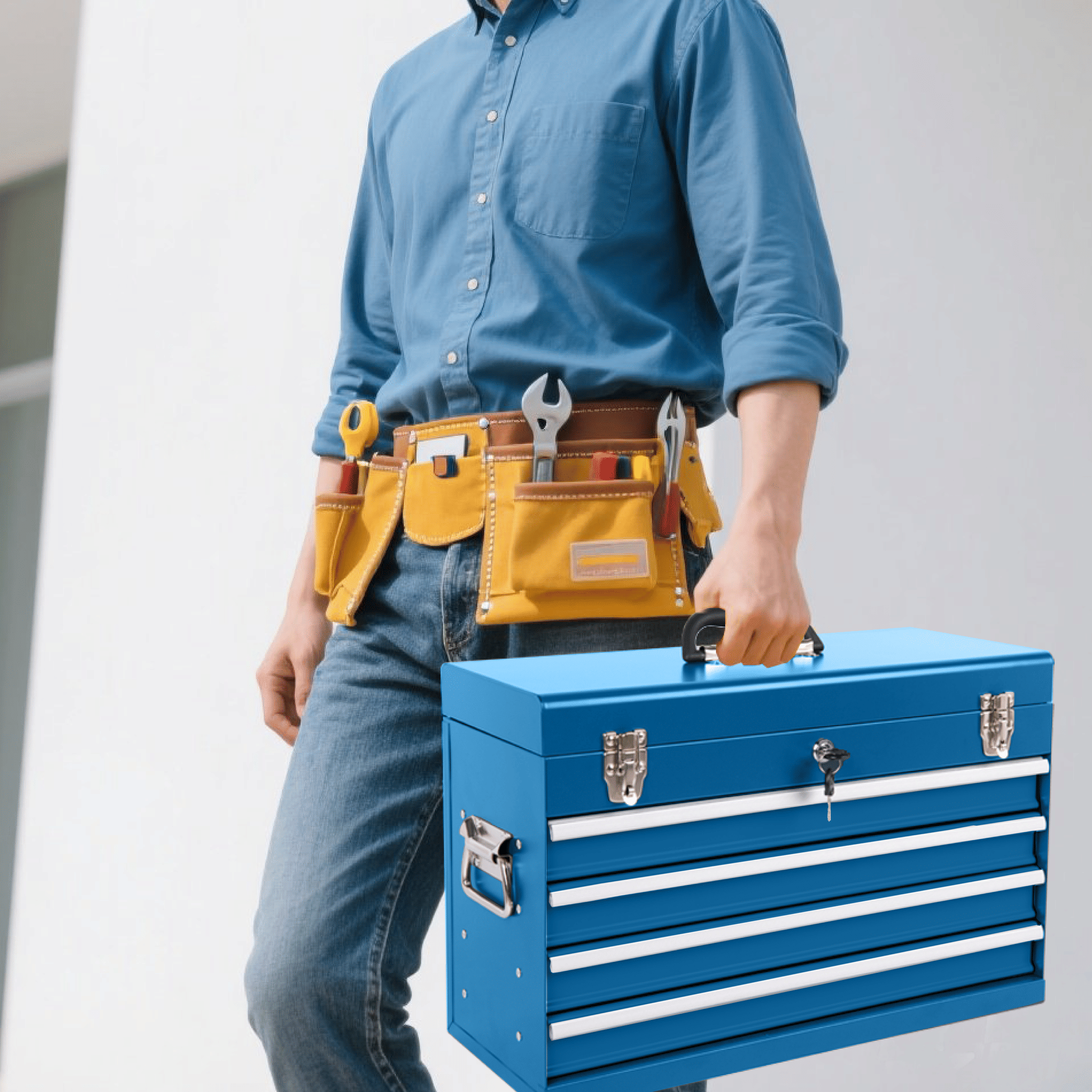 Portable Tool Box with Multiple Storage Compartments