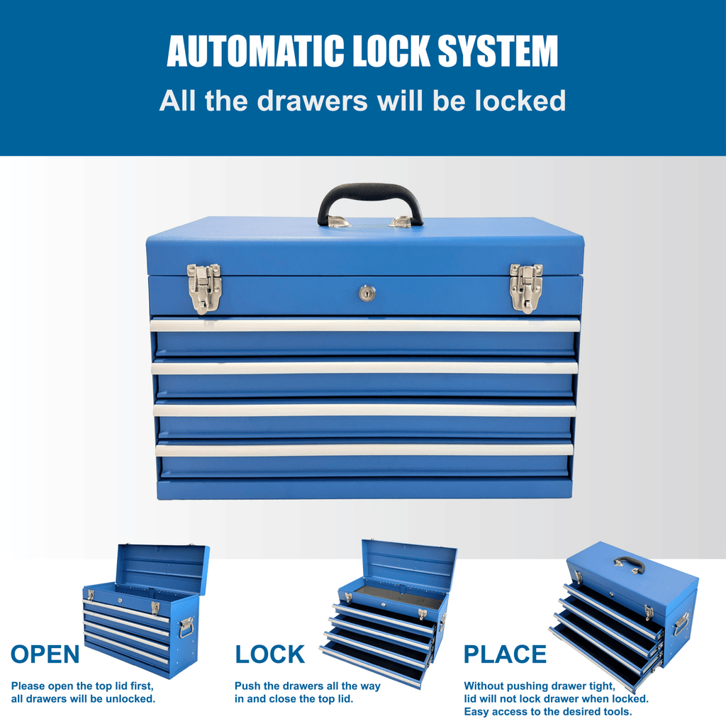 Portable Tool Box with Multiple Storage Compartments