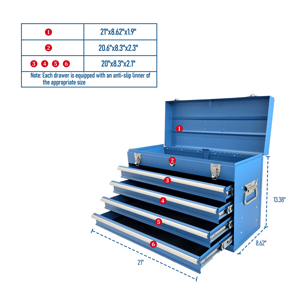 Portable Tool Box with Multiple Storage Compartments