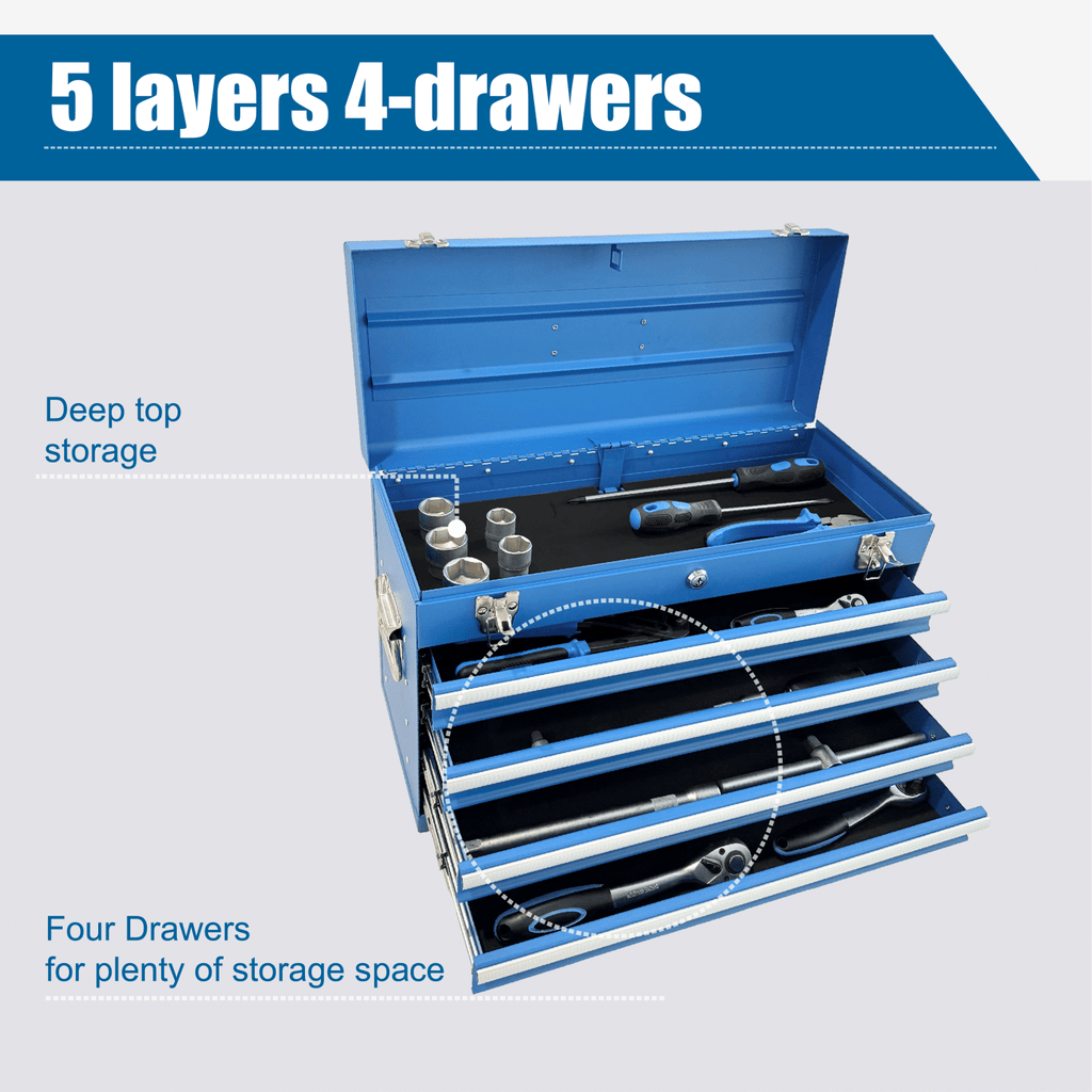 Portable Tool Box with Multiple Storage Compartments