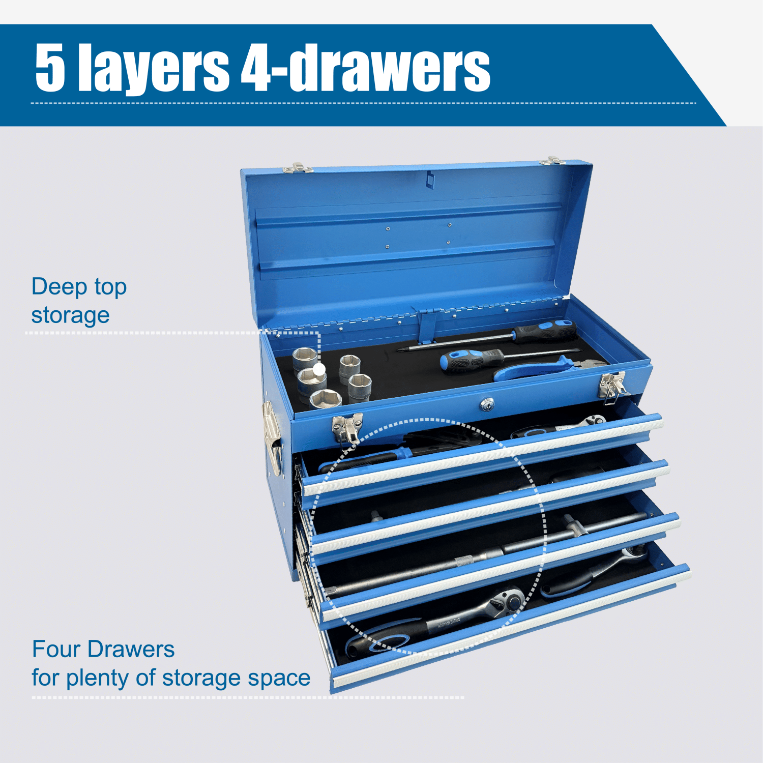 Portable Tool Box with Multiple Storage Compartments