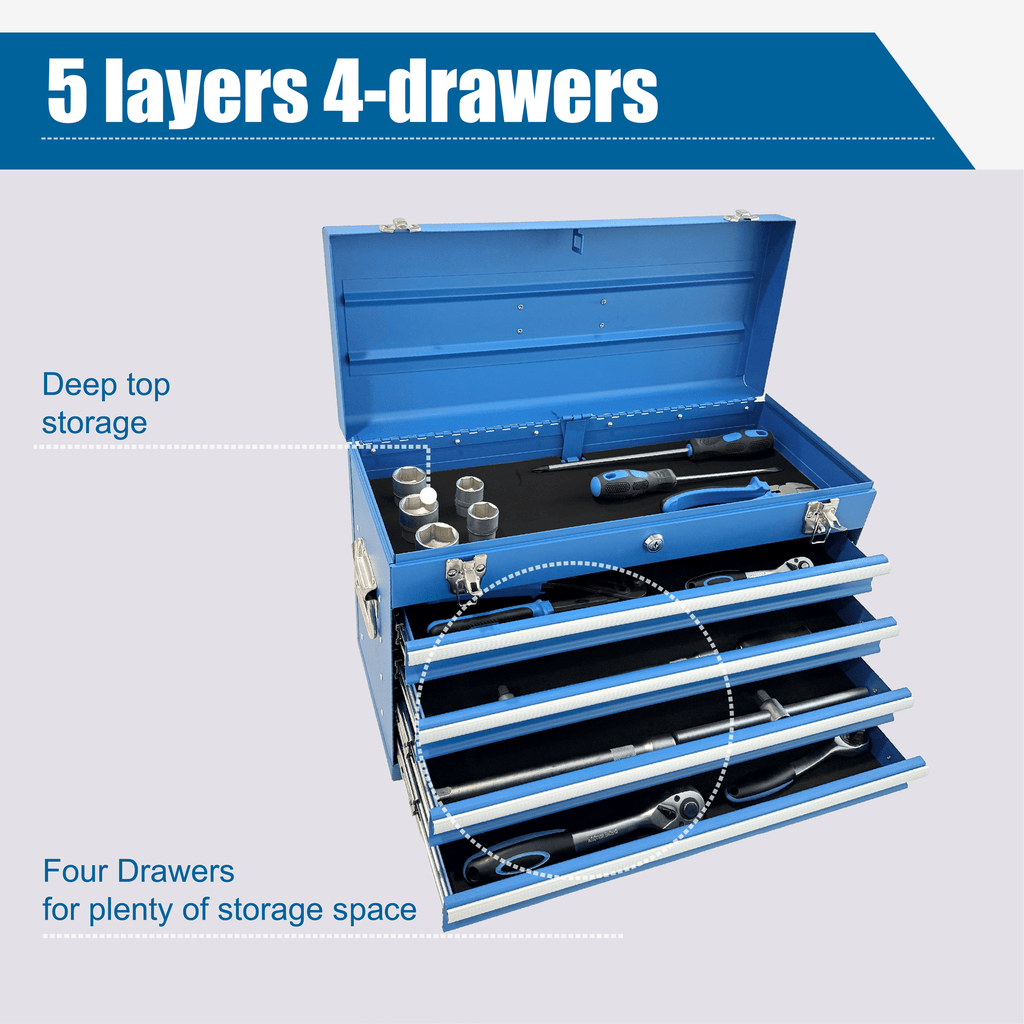 Portable Tool Box with Multiple Storage Compartments