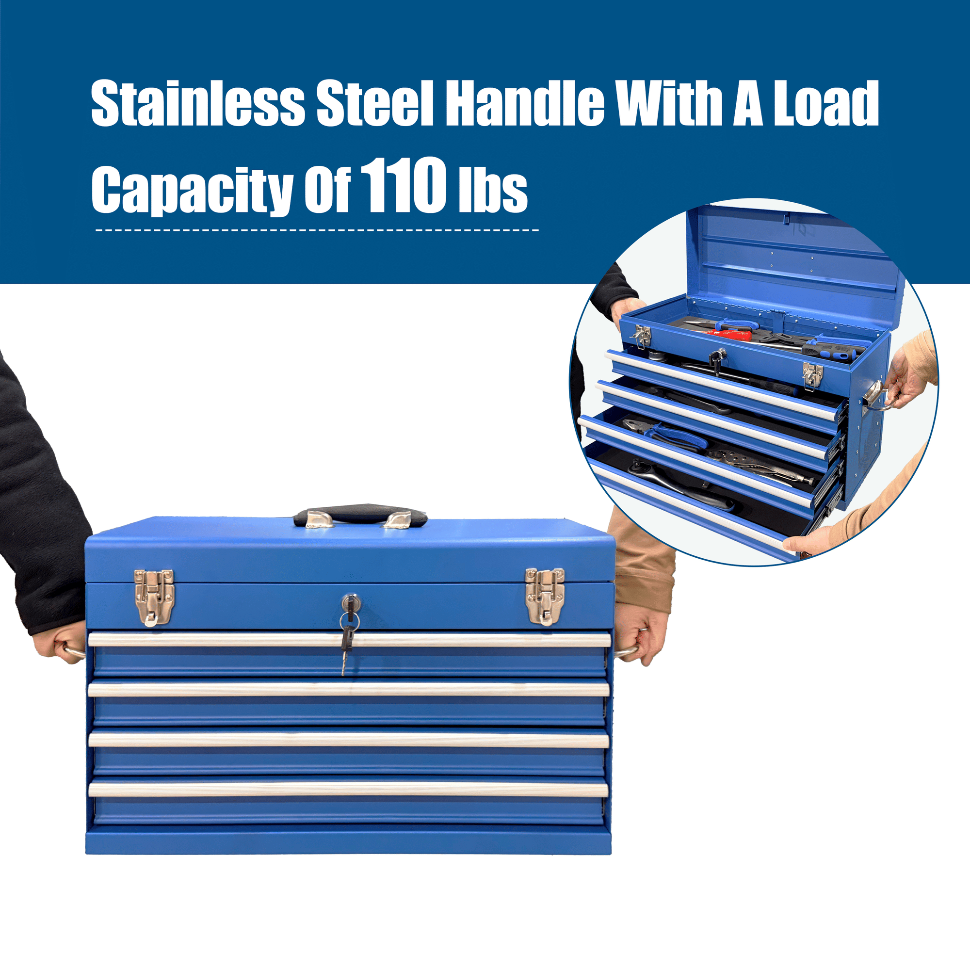 Portable Tool Box with Multiple Storage Compartments