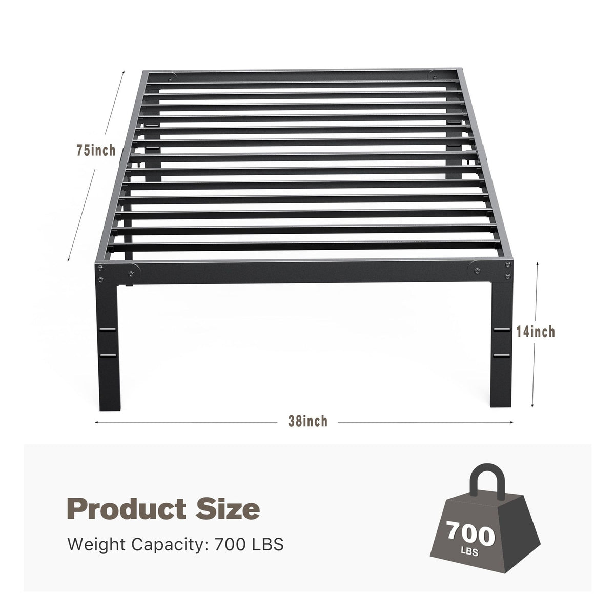 Twin Platform Bed Frame with Under-Bed Storage