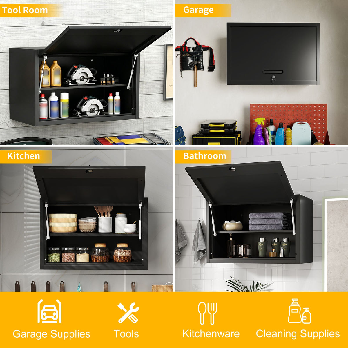 practical Metal Wall Mounted Tool Storage Cabinet for Garage and Workshop