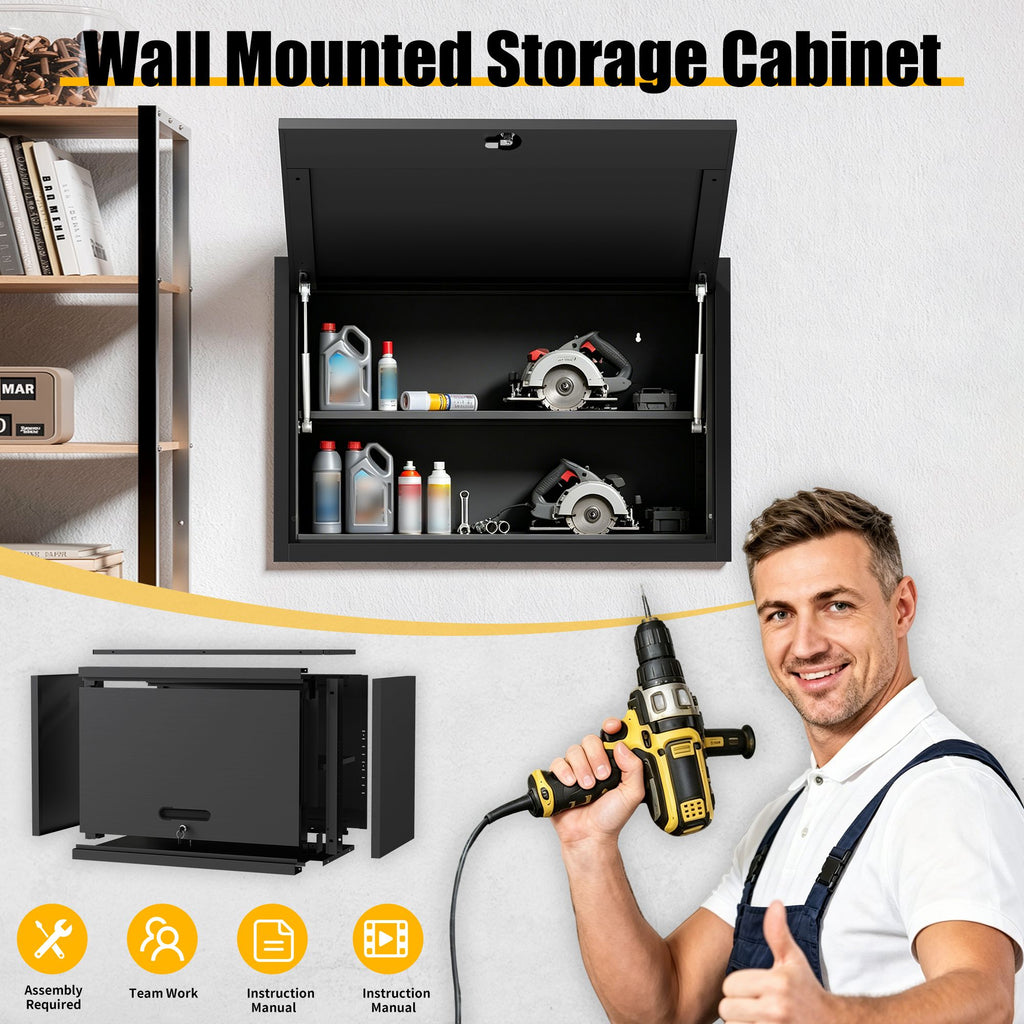 practical Metal Wall Mounted Tool Storage Cabinet for Garage and Workshop