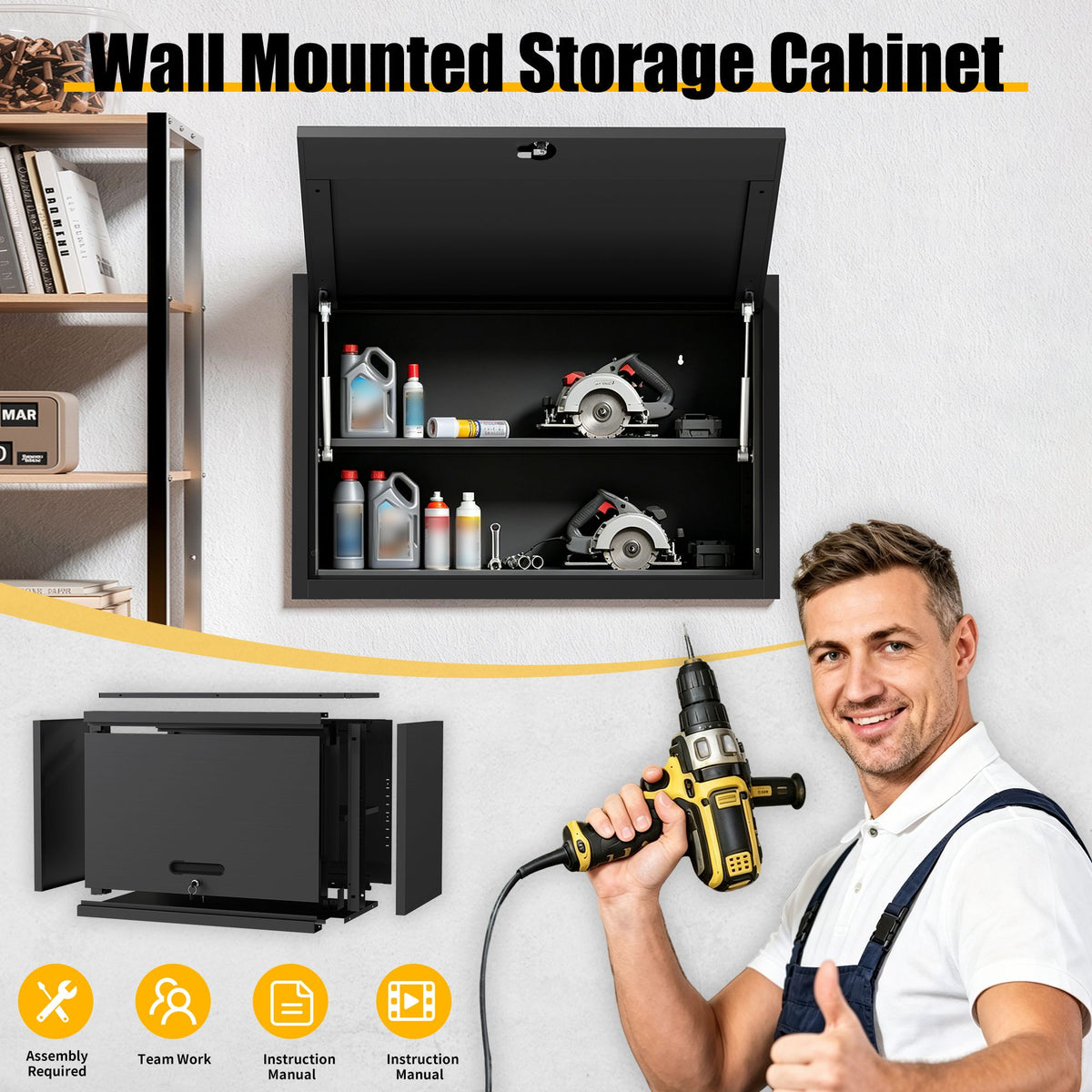practical Metal Wall Mounted Tool Storage Cabinet for Garage and Workshop